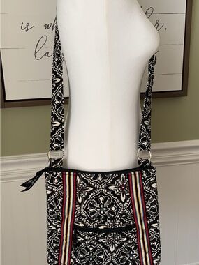Vera Bradley Black and White Crossbody with Rainbow Stripe Trim